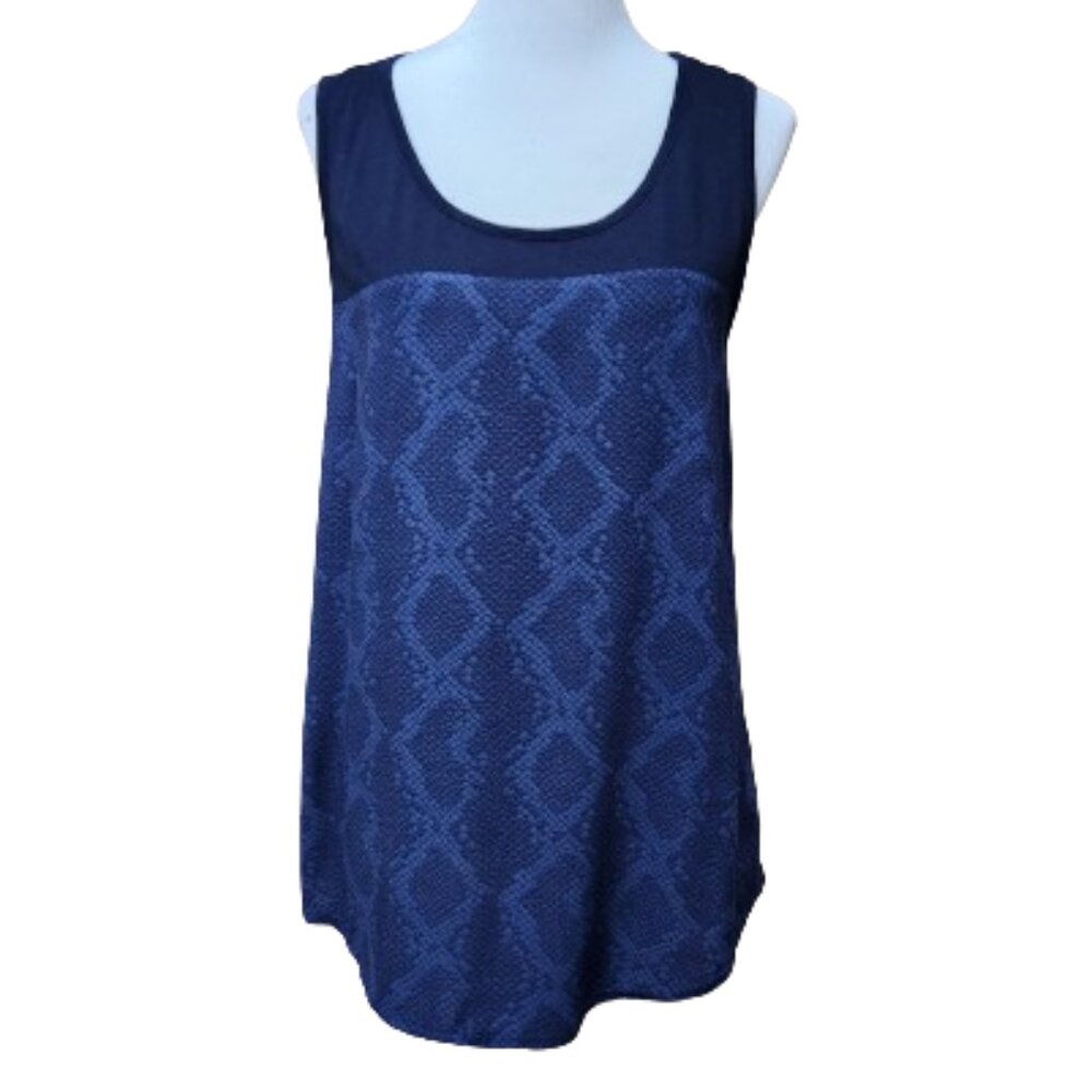 GAP Dark Blue Tank Top Snakeskin Print Scoop Neck Blouse Sleeveless